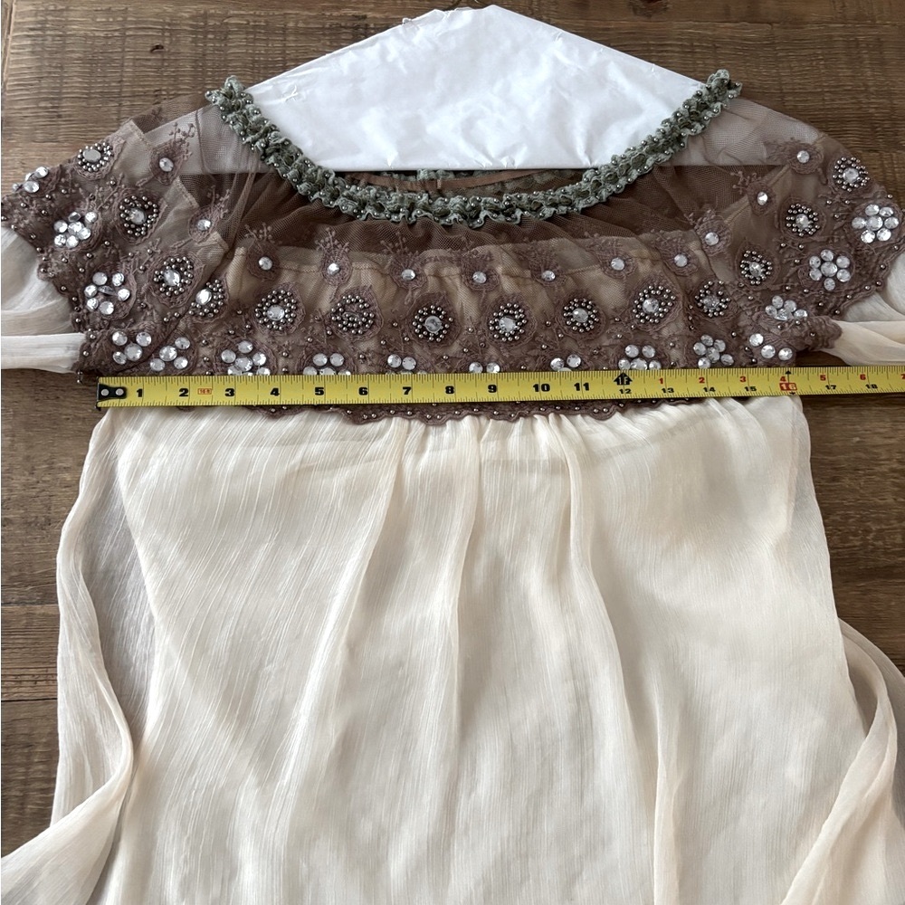 Alter’d State Embellished Beaded Blouse. Women’s Sz S Long Sleeve | Neutral - Picture 4 of 11